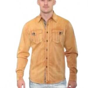 NEW REALTREE men's long sleeve button up western shirt in mustard